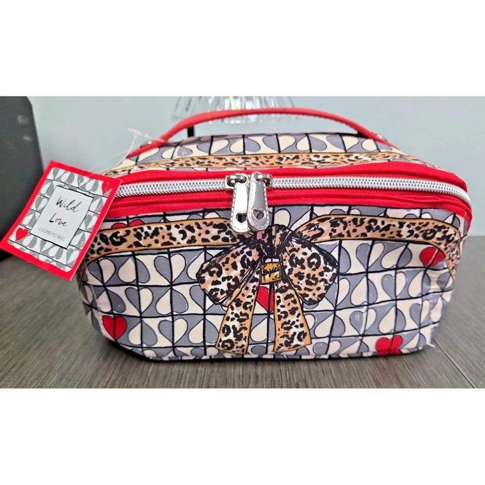 NWT Brighton Wild Love Cosmetic Bag Travel Bag Hearts Leopard w/ bonus pouch $78
